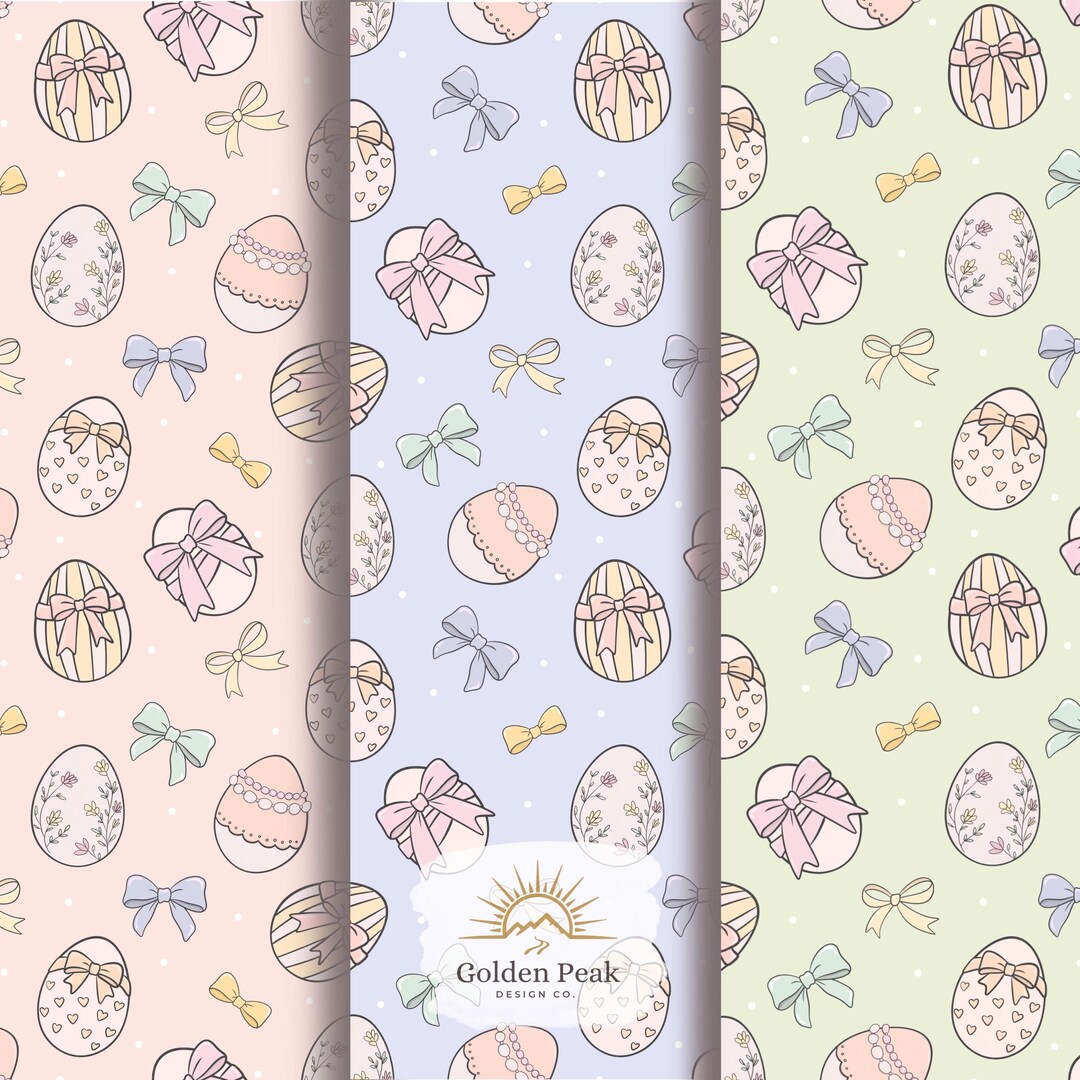 Coquette Easter Eggs Seamless Pattern, Pastel Easter Egg Digital Paper ...