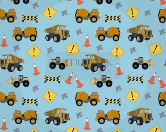 Construction Truck Seamless Pattern 2.1 | Boys Room Digital Paper | Dump Truck & Cement Mixer Design | 12x12in 3600x3600px 300 DPI | PNG JPG