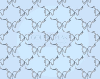 Silver and Blue Bow Trellis Seamless Pattern, Digital Paper, Elegant Ribbon Design, PNG Download, 3600x3600px 300 DPI, Coquette Bows, Bows