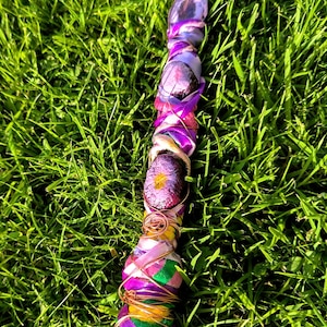 Venus pink and purple copper spiral ribbon wand