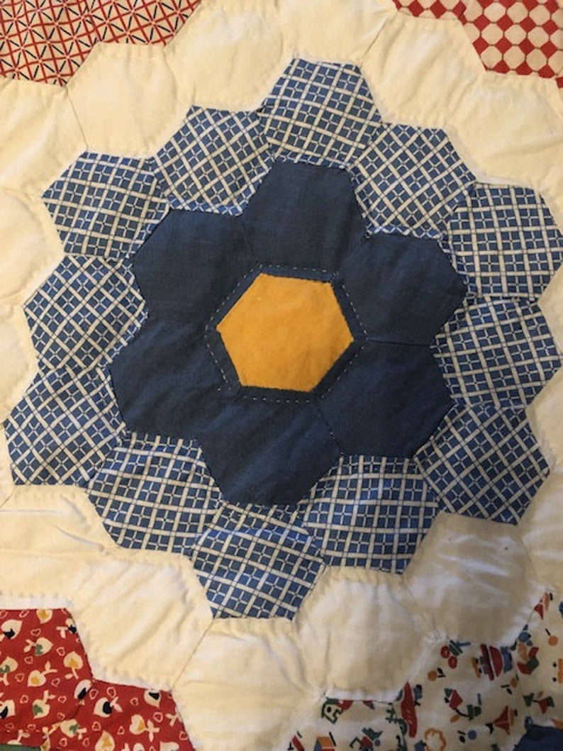 Vintage Hand Pieced, Hand Quilted Quilt, Unfinished Etsy