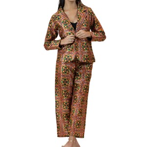 African Print Blazer and Pant Co-Ord: Women’s Power Suit,  Elegant Two Piece Cocktail Outfit