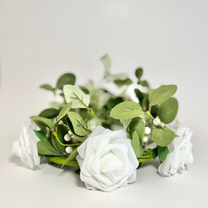 Flower Crown For Wedding Bridal Flower Girl Crown Bridesmaid Flower Crown White Rose Bridal Hair Crown Floral Rose White Crown