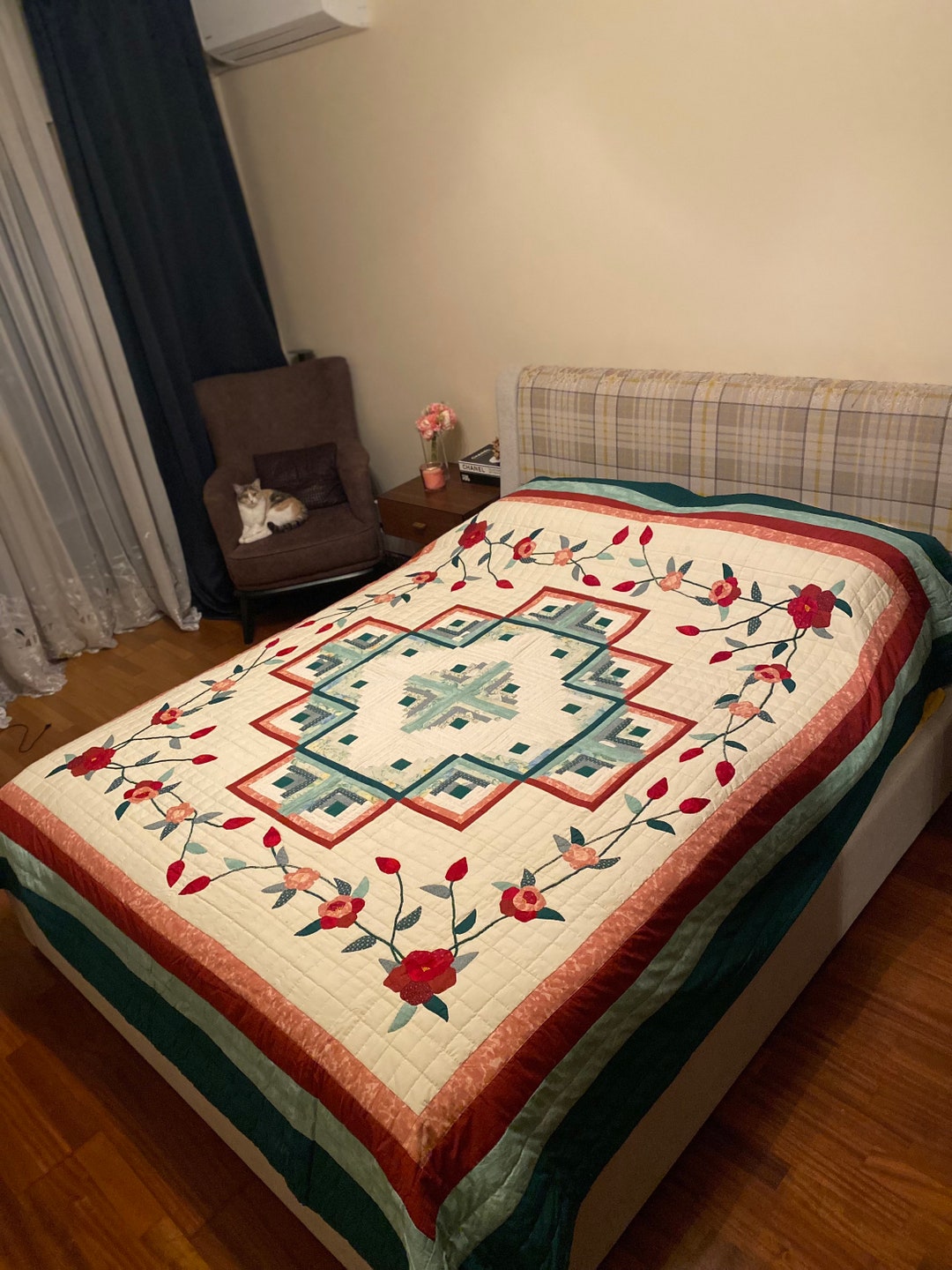 Modern Design Handmade Patchwork Cotton Quilt Unique Hand Quilted ...