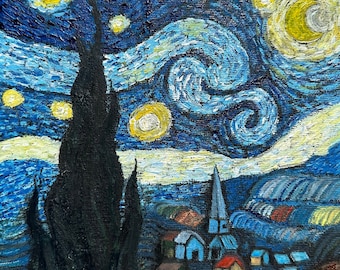 La notte stellata, Van Gogh, pittura acrilica