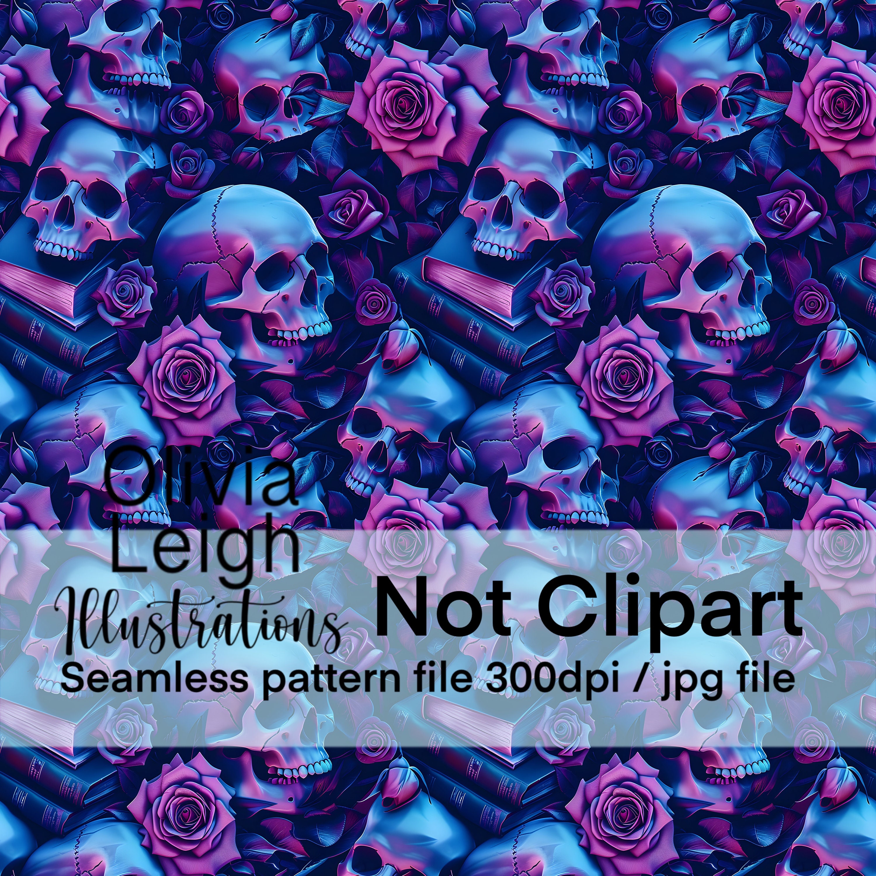 Skull Seamless Repeating Pattern. Digital Paper. DIGITAL DOWNLOAD ...