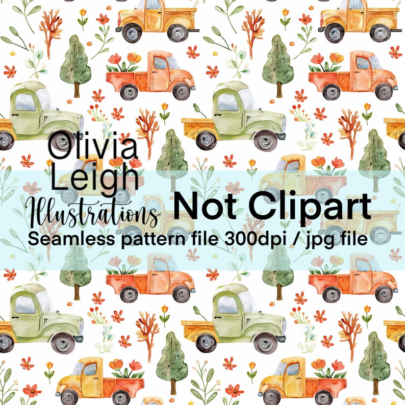 Buy Cute Truck Seamless Repeating Pattern. Digital Paper. DIGITAL