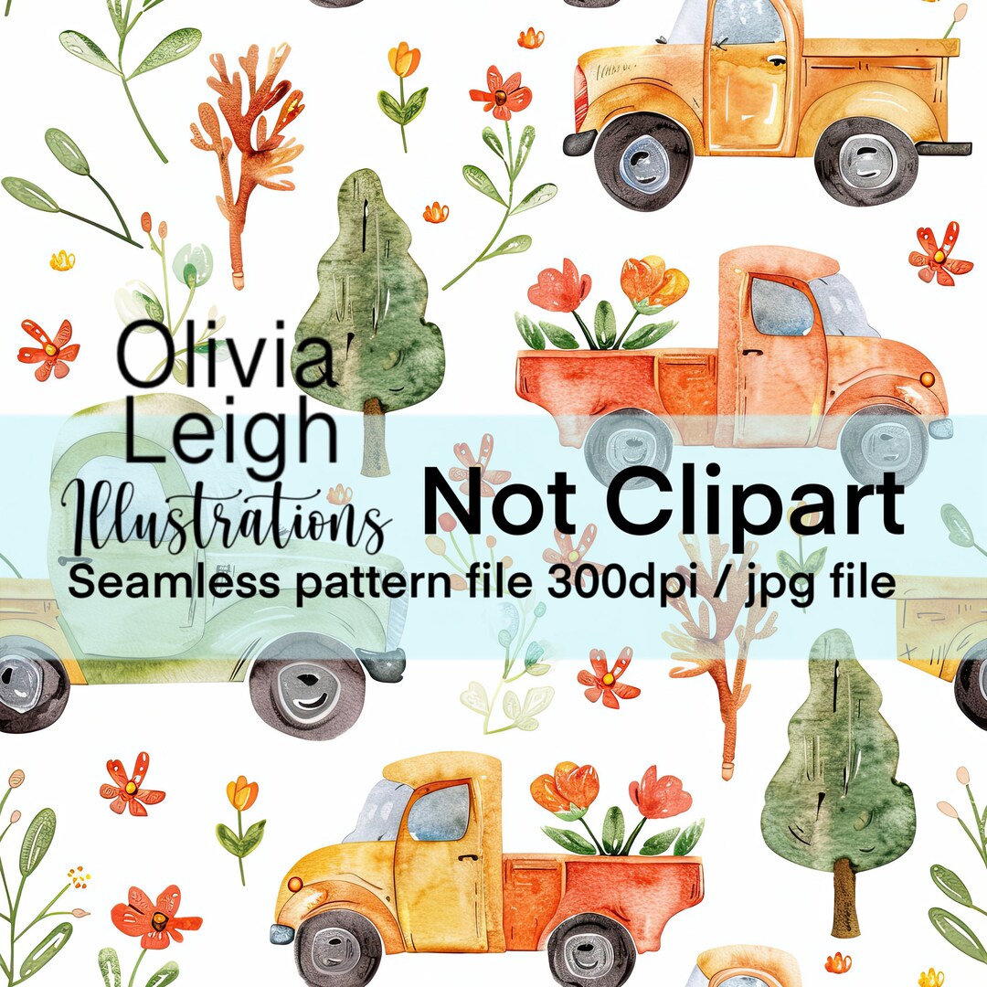 Buy Cute Truck Seamless Repeating Pattern. Digital Paper. DIGITAL