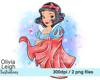 Princess Snow White Clipart Sublimation Shirt Design PNG file. DIGITAL DOWNLOAD. Printable