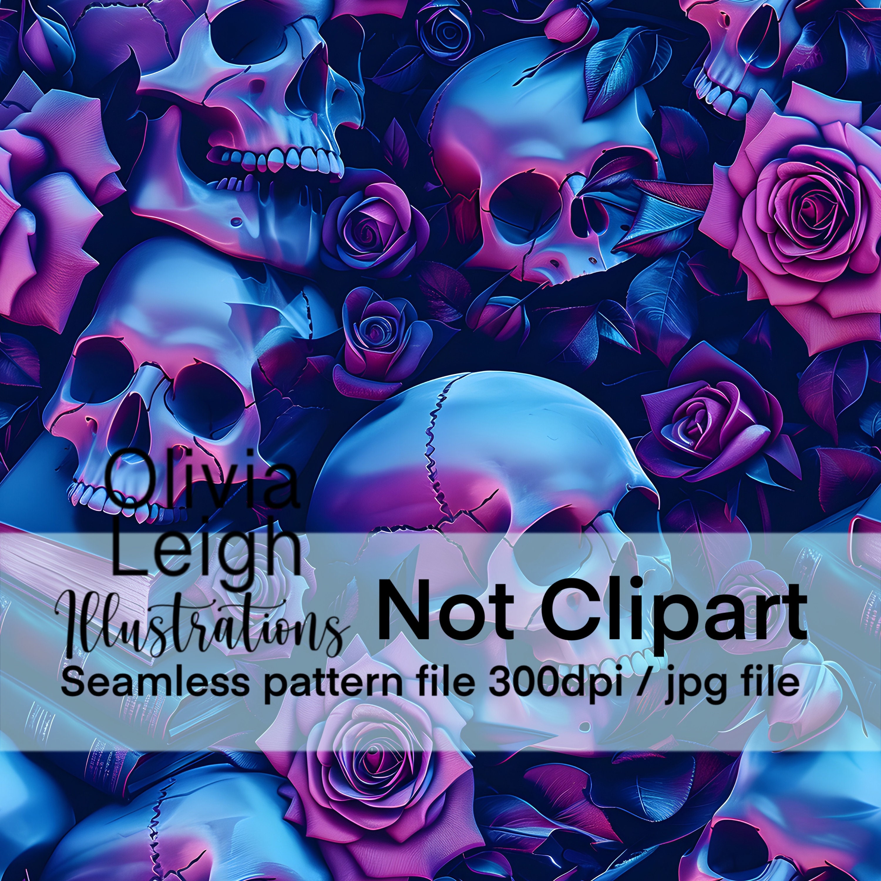 Skull Seamless Repeating Pattern. Digital Paper. DIGITAL DOWNLOAD ...