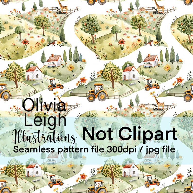 Cute Farm Seamless Repeating Pattern. Digital Paper. DIGITAL DOWNLOAD ...