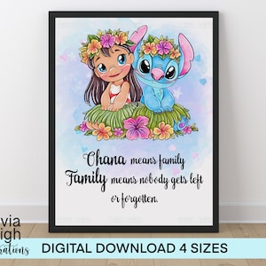 Art mural imprimable Lilo And Stitch, citation mignonne, impressions pour enfants, téléchargement numérique, 4 tailles