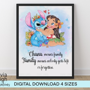 Art mural imprimable Lilo And Stitch, citation mignonne, impressions pour enfants, téléchargement numérique, 4 tailles