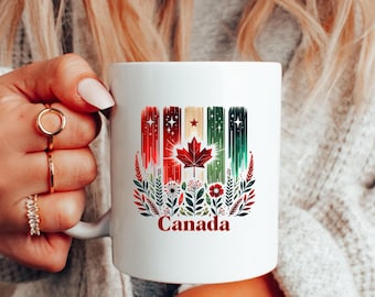 Tasse en céramique avec drapeau canadien : cadeau feuille d'érable pour la fête du Canada