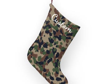 Personalized Camo Christmas Stocking: Soft Fleece, Hunter Gift
