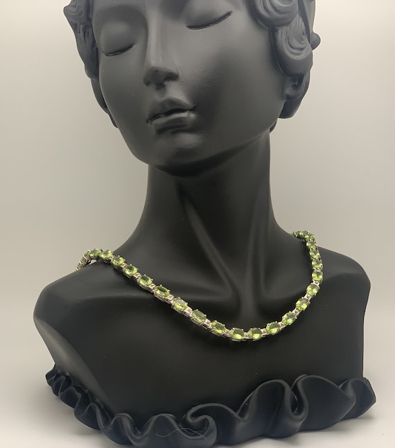 925 Sterling Silver Green Peridot Necklace - image 1