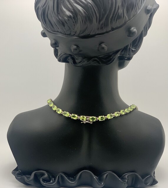 925 Sterling Silver Green Peridot Necklace - image 4