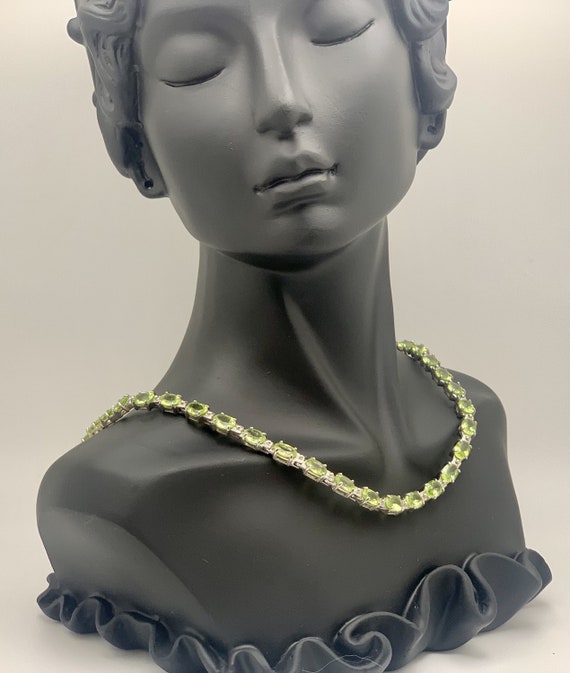 925 Sterling Silver Green Peridot Necklace - image 3
