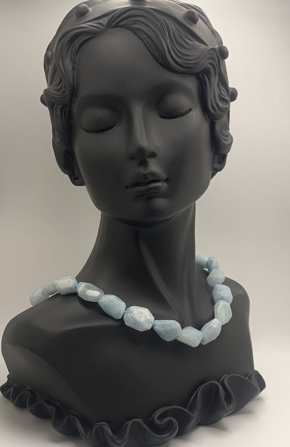 Blue Calcite Beaded Necklace with Sterling Silver 