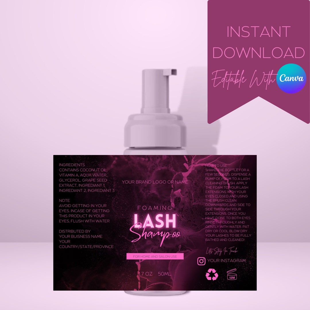 DIY Lash Shampoo Template, Lash Bath Label, Eyelash Cleanser Sticker