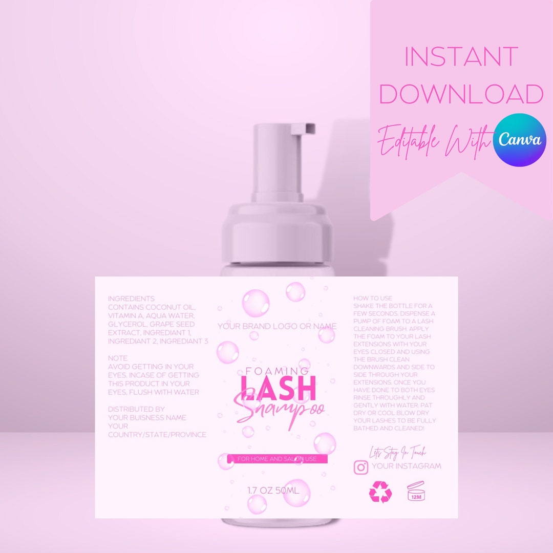DIY Lash Shampoo Template, Lash Bath Label, Eyelash Cleanser Sticker