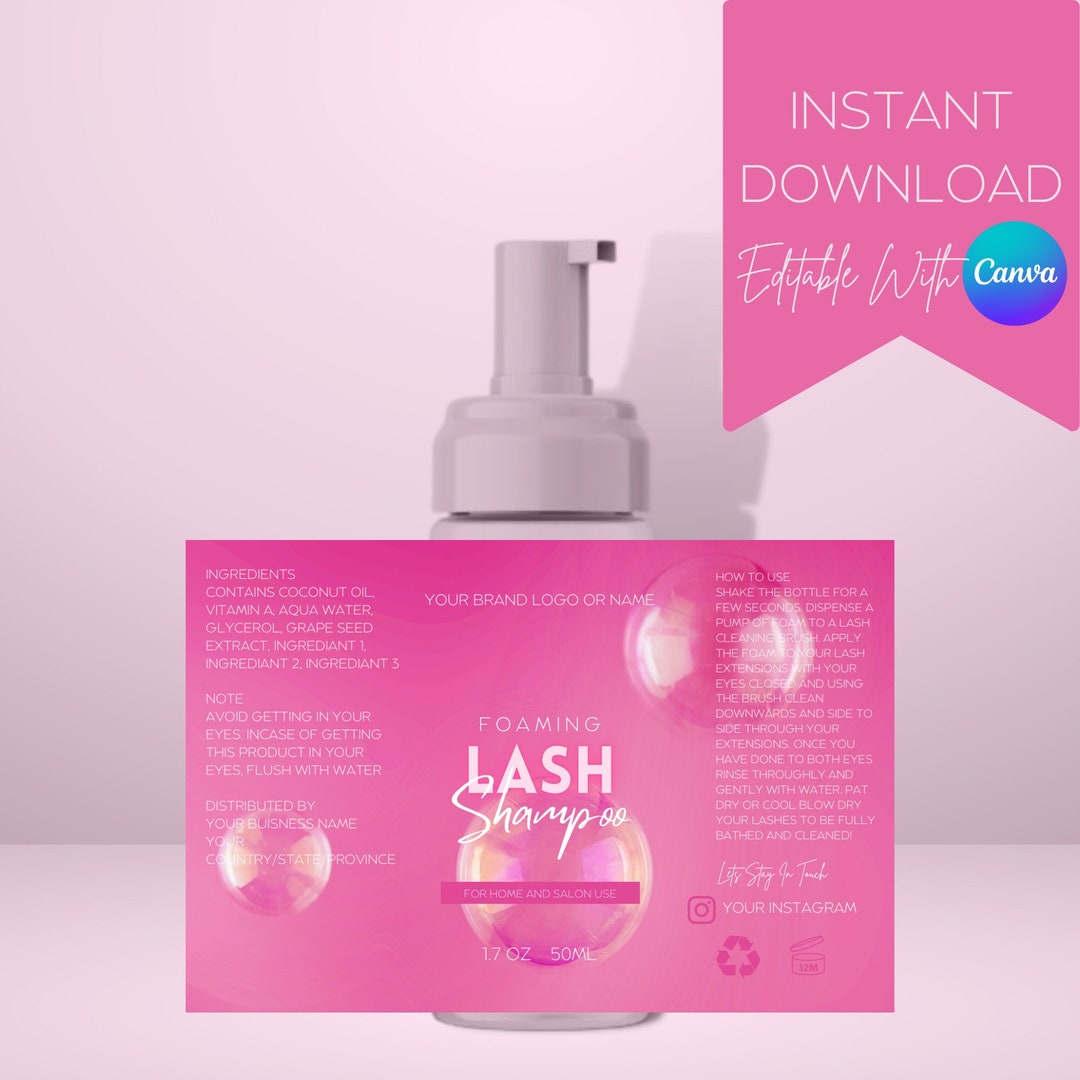 DIY Lash Shampoo Template Lash Bath Label Eyelash Cleanser Etsy