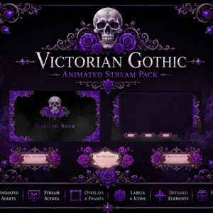 Gothic Roses Stream Pack | Twitch Overlay, Dark Fantasy OBS Assets