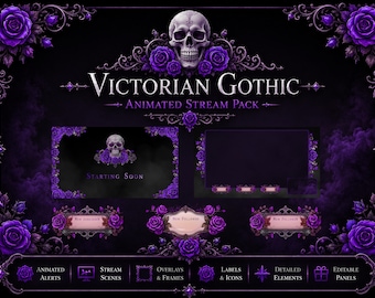 Gothic Roses Stream Pack | Twitch Overlay, Dark Fantasy OBS Assets