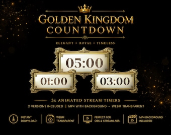 Animated Golden Kingdom Stream Timer Countdown for Twitch & OBS