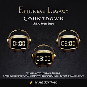 Animated Stream Timer Countdown for Twitch, Kick, YouTube | Victorian Black and gold | Stream Starting Timer | Twitch overlay |