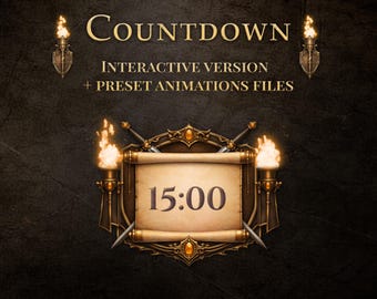 Conto alla rovescia interattivo per lo streaming / Timer per OBS e Streamlabs / Temi personalizzati e controlli in tempo reale / Overlay di streaming medievale