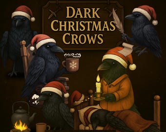 Dark Christmas Raven Stream Overlays: Animated WebM Twitch Decor