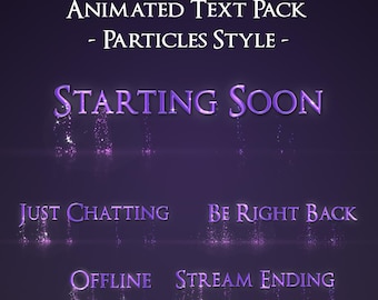Purple Animated Starting Soon Text | BRB, Offline, Just Chatting Titles – Transparent WebM Overlay