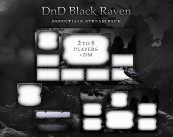 Animated D&D Stream Pack, Gothic Raven Graveyard Overlays (2-8 Players)
