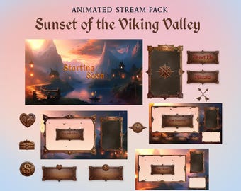 Viking Valley Sunset Stream Overlay Pack: Animated Twitch & OBS