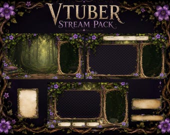 Pacchetto di streamer VTuber "Foresta Incantata" / Overlay Twitch "Dark Academia" / Risorse PNG e WebM fantasy per OBS