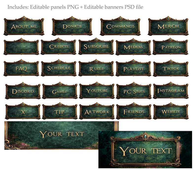 Medieval Animated Stream Pack, Dark Teal Gold Twitch Overlay - Etsy