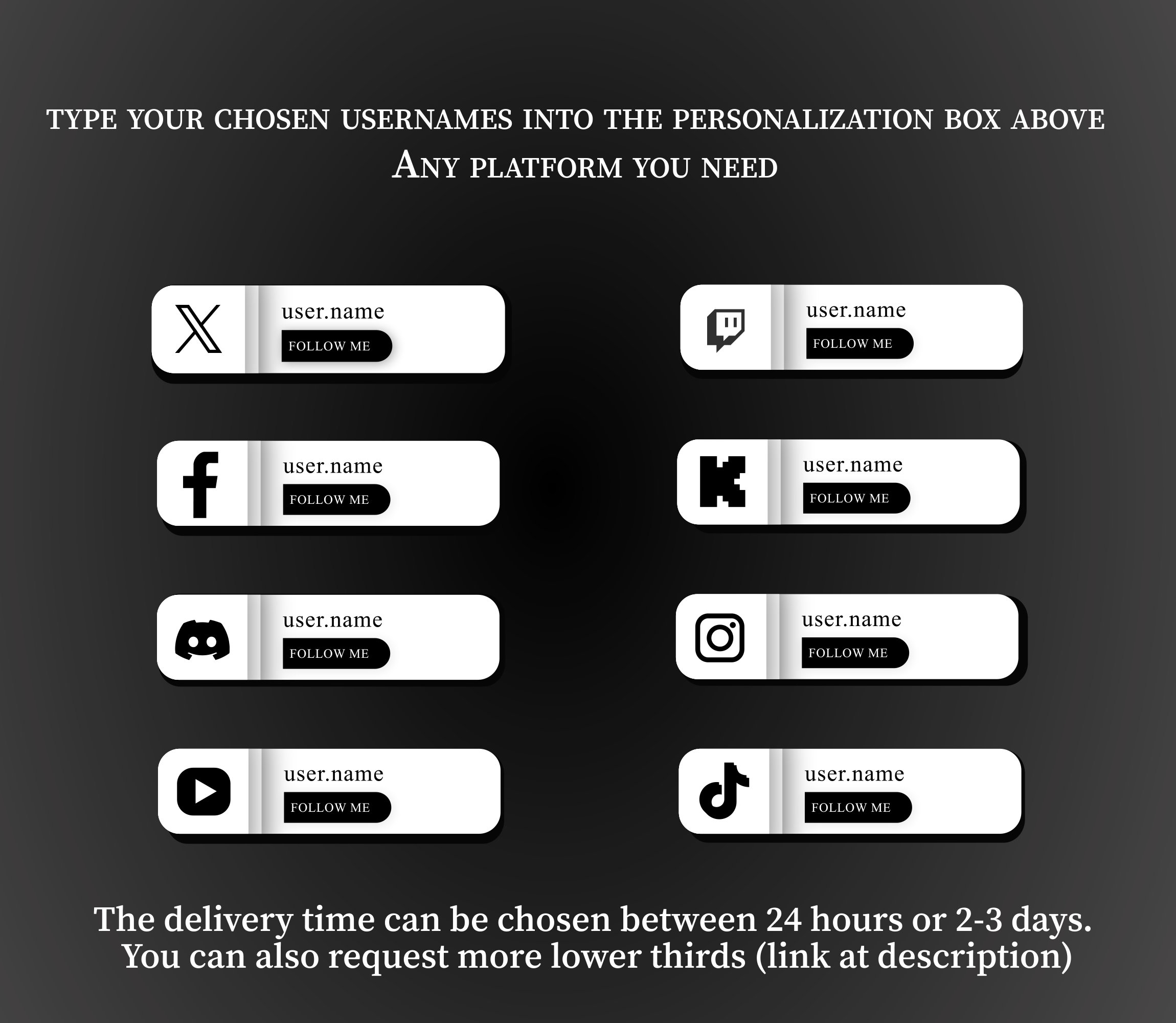 Custom Animated Social Media Lower Thirds, Twitch Animated Follow Pop ...
