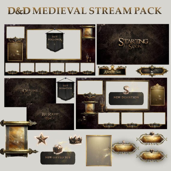 Animated Dungeons and Dragons Stream Overlay: Medieval Twitch Overlays