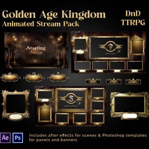 Medieval DnD Stream Overlay: Golden Kingdom TTRPG Pack