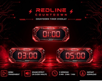 Red Cyberpunk Countdown Overlay | Animated Twitch Starting Soon Timer