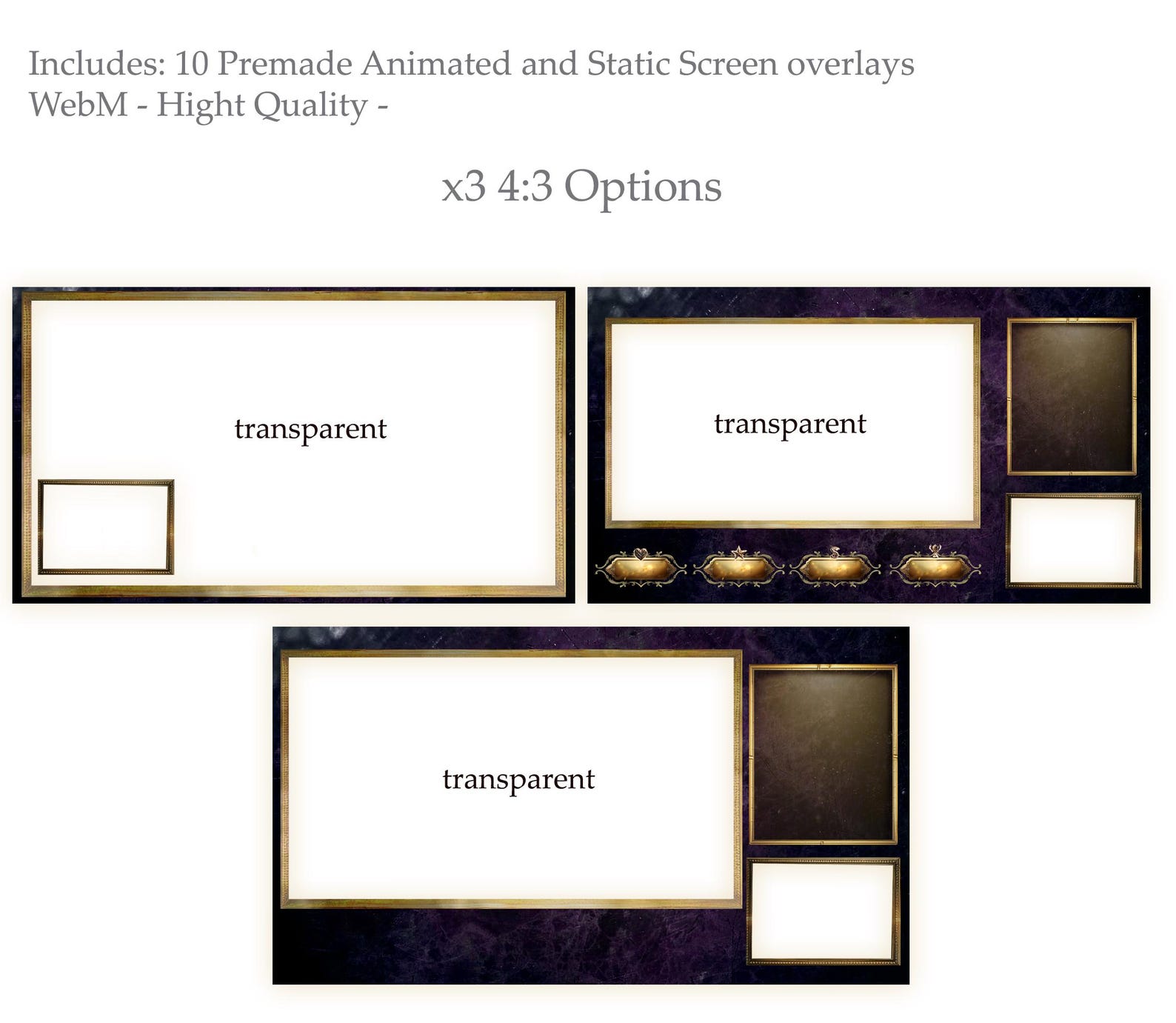 Purple & Gold Medieval Fantasy, Animated Stream Pack - Etsy