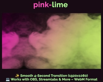 Transición de corriente de humo de color lima rosa: Animación de aguijón de vapor (WebM)