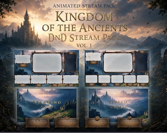 Medieval DnD Stream Pack | Animated Overlay for 2-7 Players, Fantasy Twitch Screens & OBS Layout