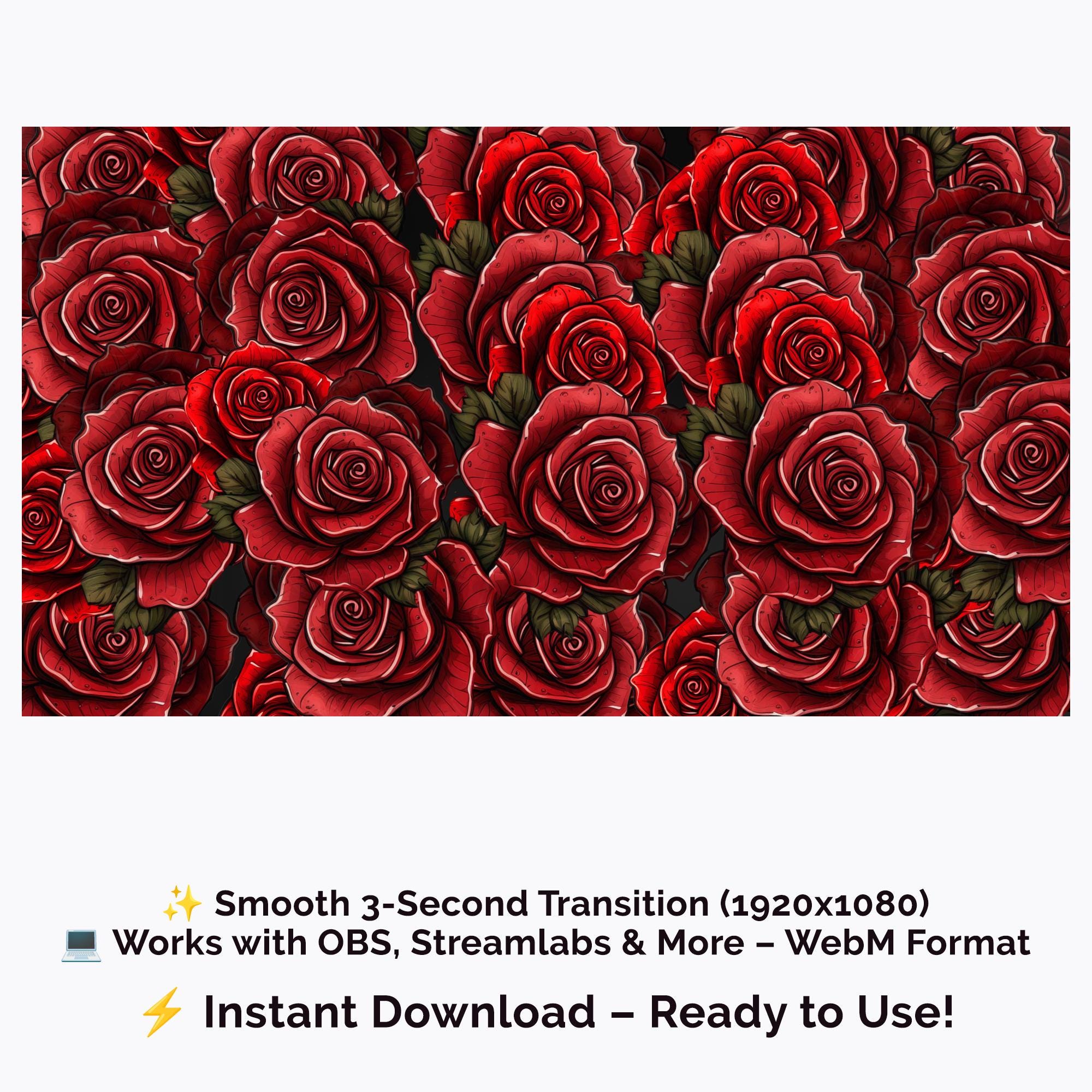 Red Roses Animated Stream Transition: Gothic OBS Stinger (digital ...