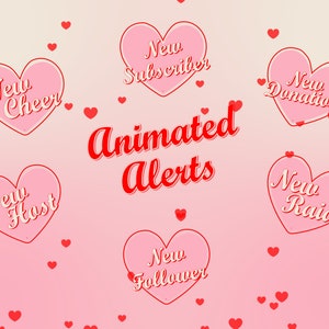 Twitch Animated Stream Alerts | Hearts, love, Valentines, Stream Alerts | Pink and Red Alerts |