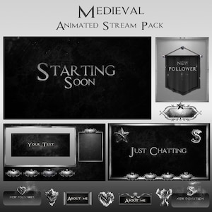 Animated Medieval Twitch Stream Package: Dark Gothic Overlays