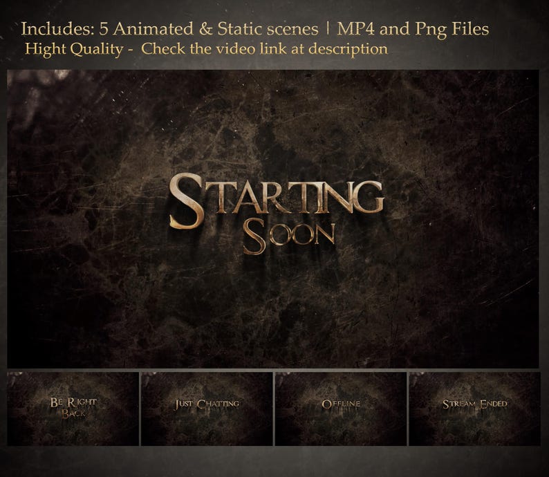 Animated Dungeons and Dragons Stream Overlay Pack Medieval Twitch Starting Soon, BRB, Stream