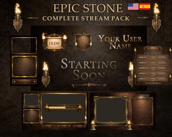 Medieval Stream Pack | Includes Vertical TikTok Screens, Emotes, Goal Bar, Facecams, Panels, Countdown, Alerts, labels, icons and more.