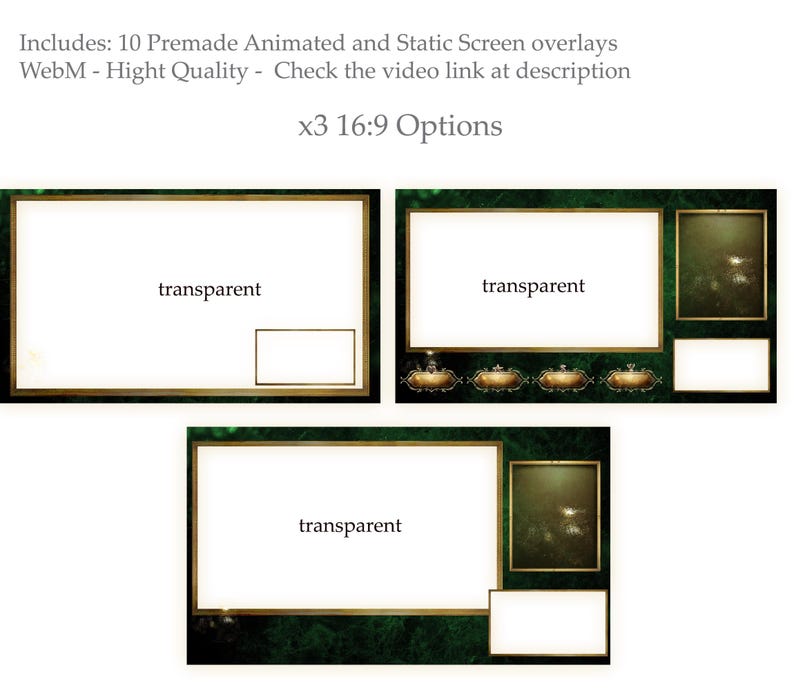 Animated Stream Package, Medieval Green and Gold Overlays - Etsy